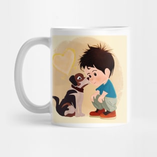 The Enduring Bond Between a Boy and His Dog Mug